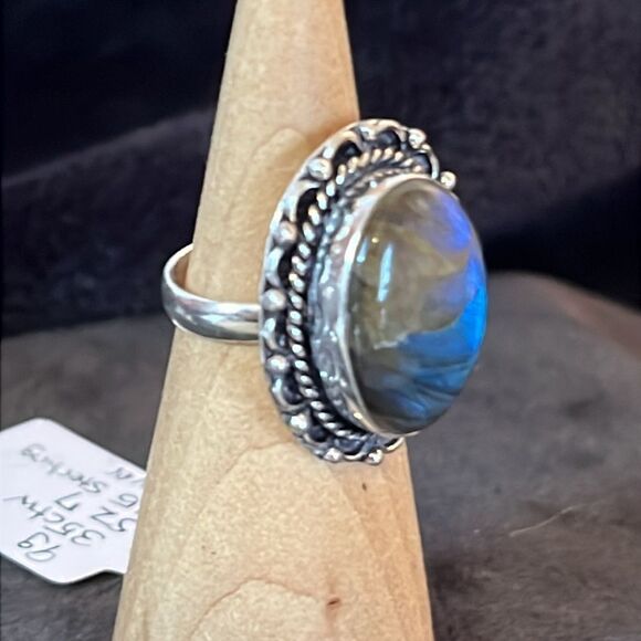NWT GORGEOUS LABRADORITE 925 STERLING SILVER RING SZ 7 - Picture 3 of 11